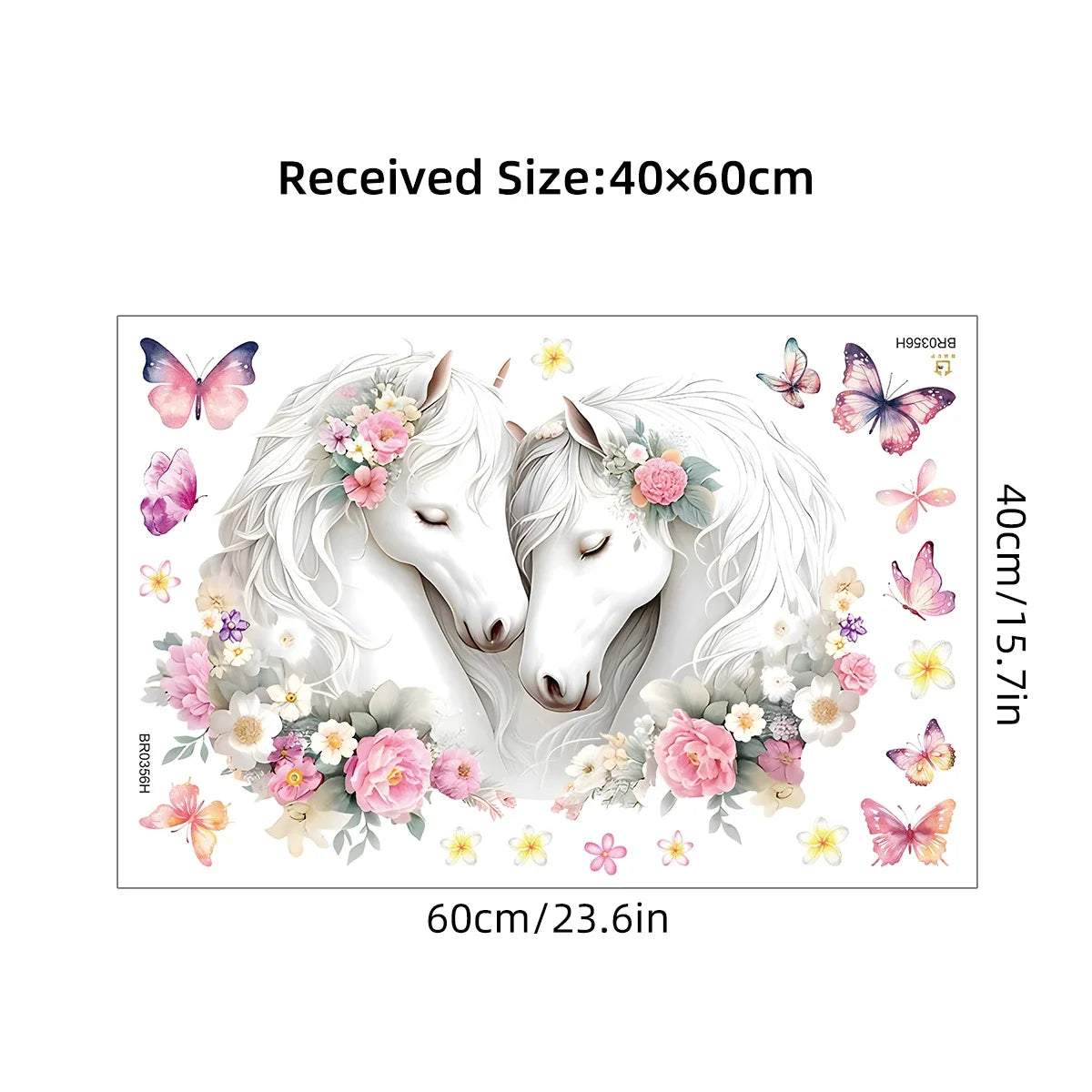 1Pc Intimate Horse Flower with Butterflies Wall Stickers Decoration