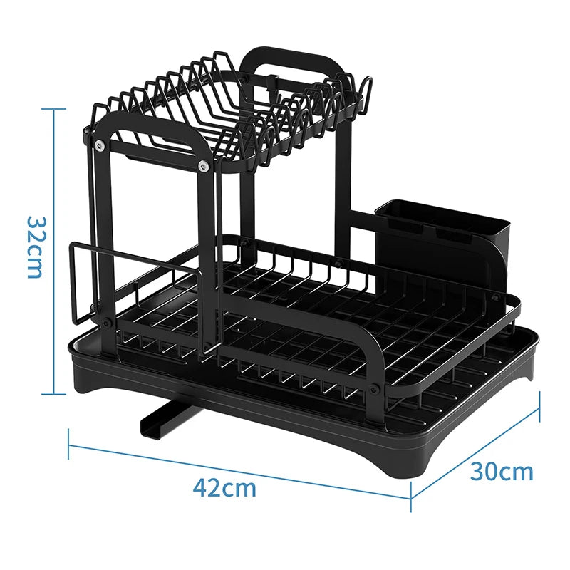 2 Tier Dish Bowl Drainer Storage Rack
