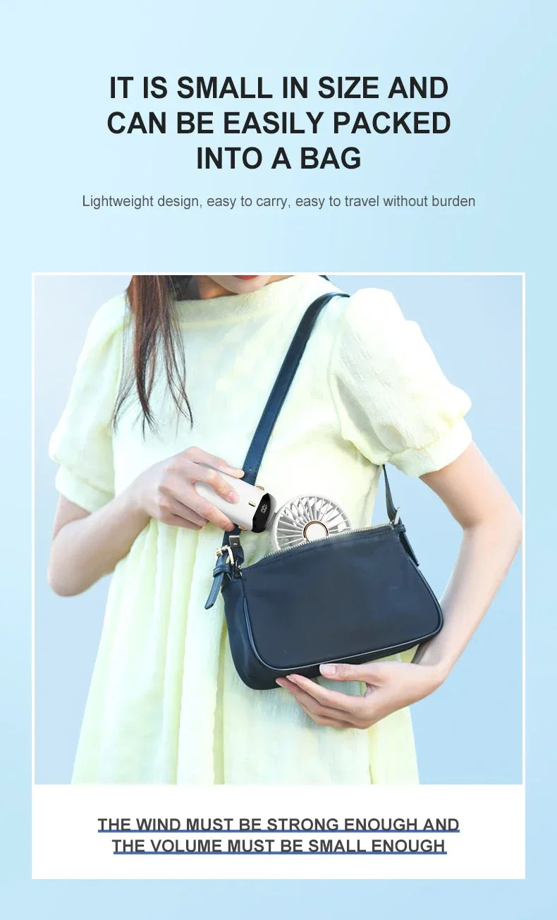 Mini Portable Neck Hanging 5 Speed USB Rechargeable Fan with Phone Stand 1800mAh