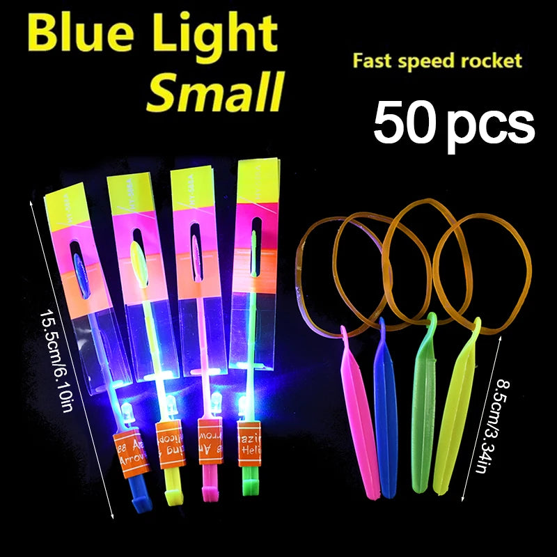 5/20/50Pcs Kid LED Light Arrow Rocket Helicopter Flying Toys