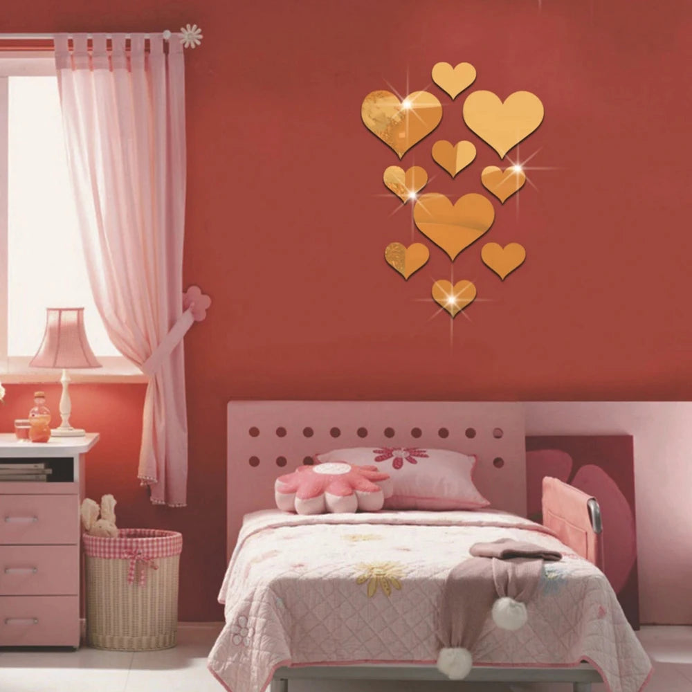 10Pcs/Set Durable Love Heart Wall Sticker Decoration