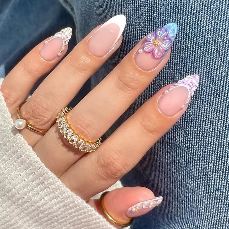 24pcs Retro Ocean Fake Nails