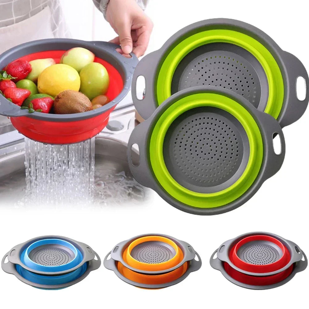 Silicone Folding Drain Fruit Vegetable Washing Basket