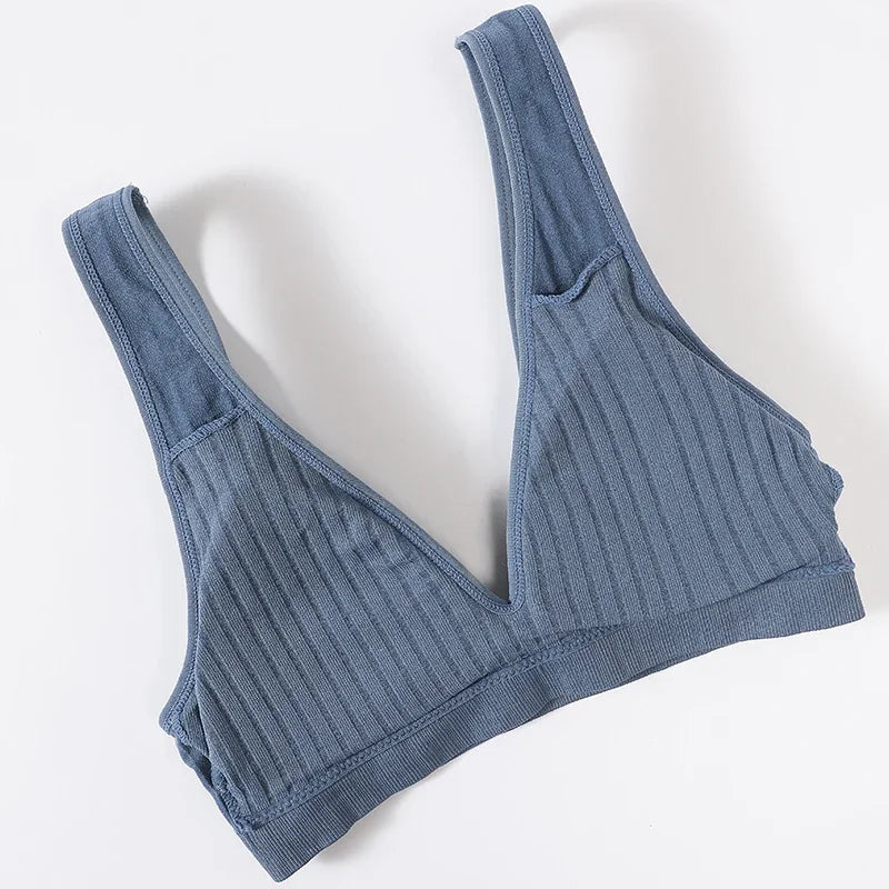 Women Seamless Underwear Deep V Bras Sport Top Lingerie Set