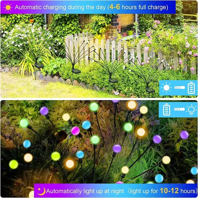 Solar LED Firefly Lawn Lamps Pathway Decoration