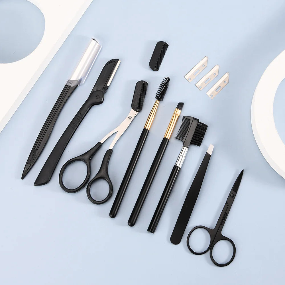 2-17 PCS Eyebrow Trimmer Tweezers Makeup Set