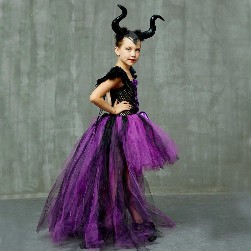 Halloween Children Cosplay Purple Gauze Dress