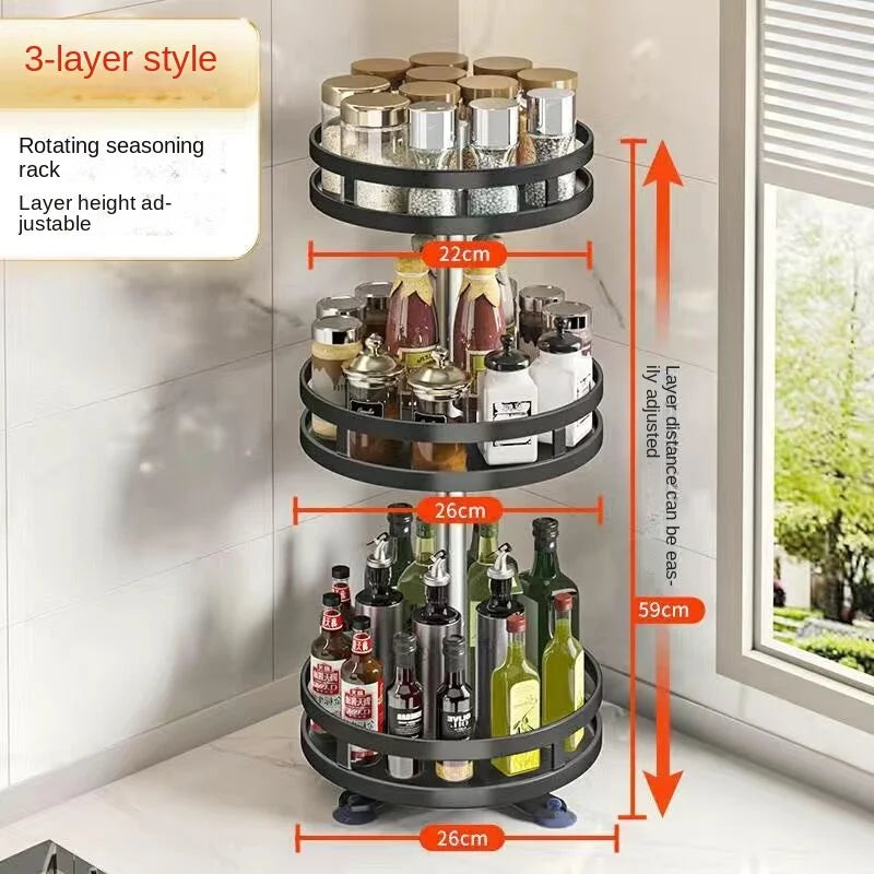 360°Rotation Spice Rack Organizer For Kitchen Accessories