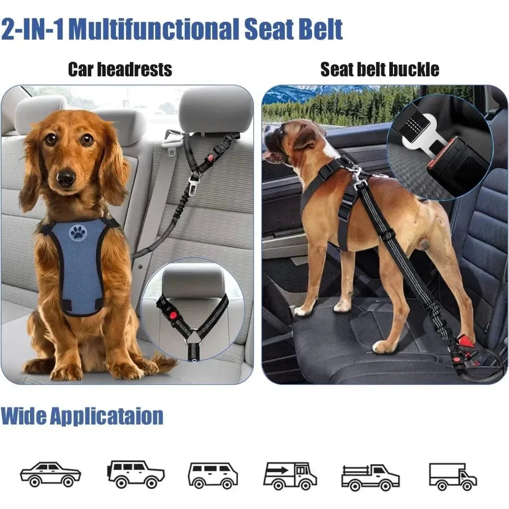2-in-1 Car Adjustable Pet Safety Seat Belt