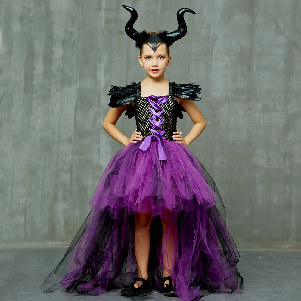 Halloween Children Cosplay Purple Gauze Dress