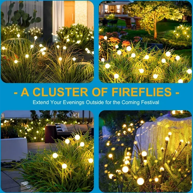Solar LED Firefly Lawn Lamps Pathway Decoration
