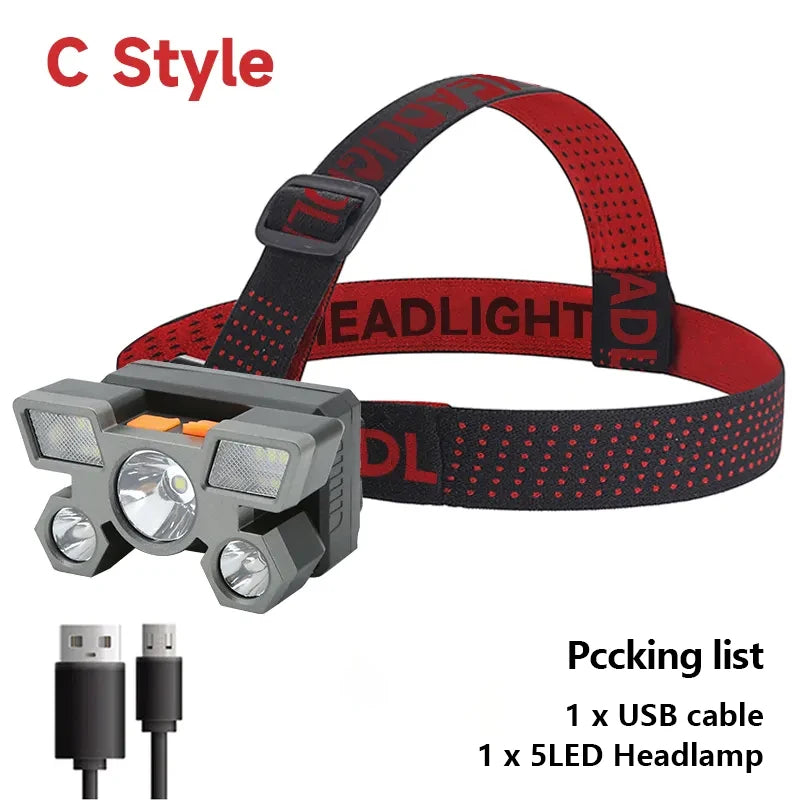 5 LED Rechargeable 一Strong Camping Adventure Headlamp