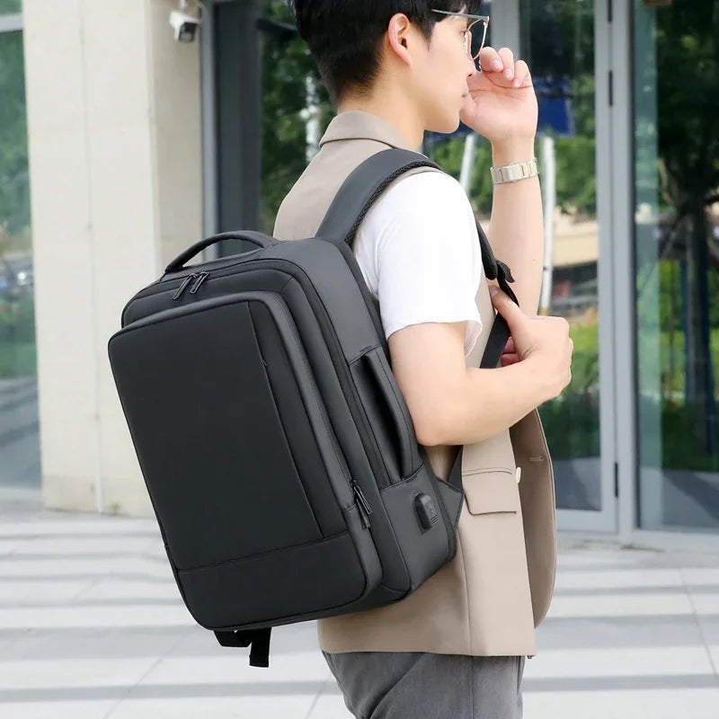 Men Business Laptop USB Charge Waterproof BackPack
