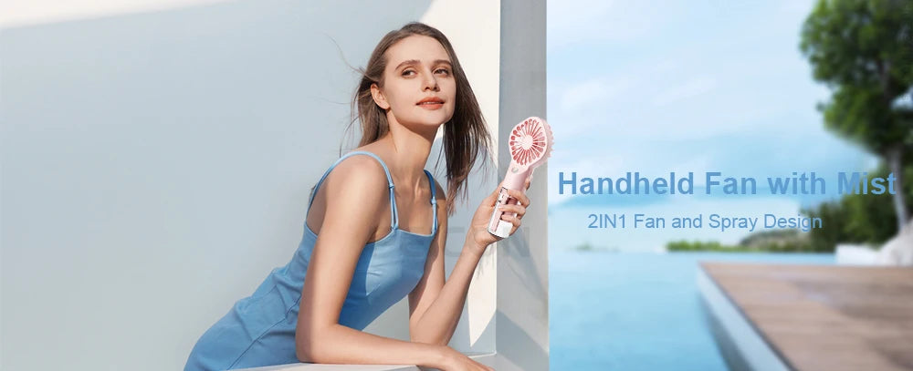 Portable USB Rechargeable with Mini Water Spray Hand Fan