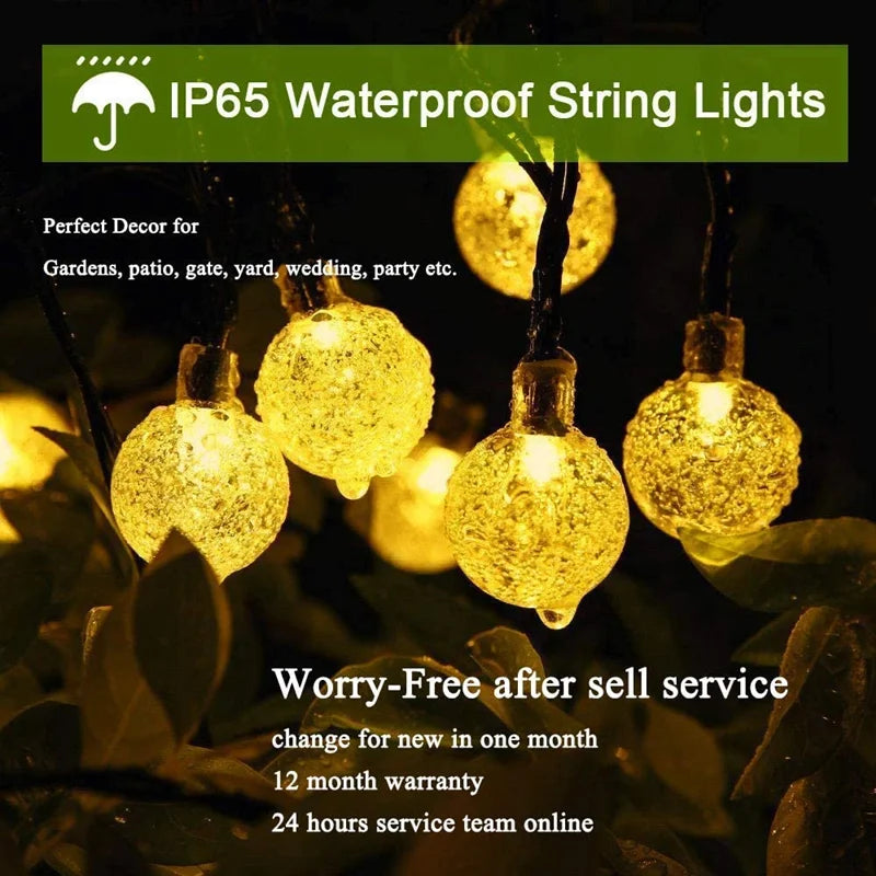 LED Solar String 60 Leds Waterproof 8 Modes Garden Light