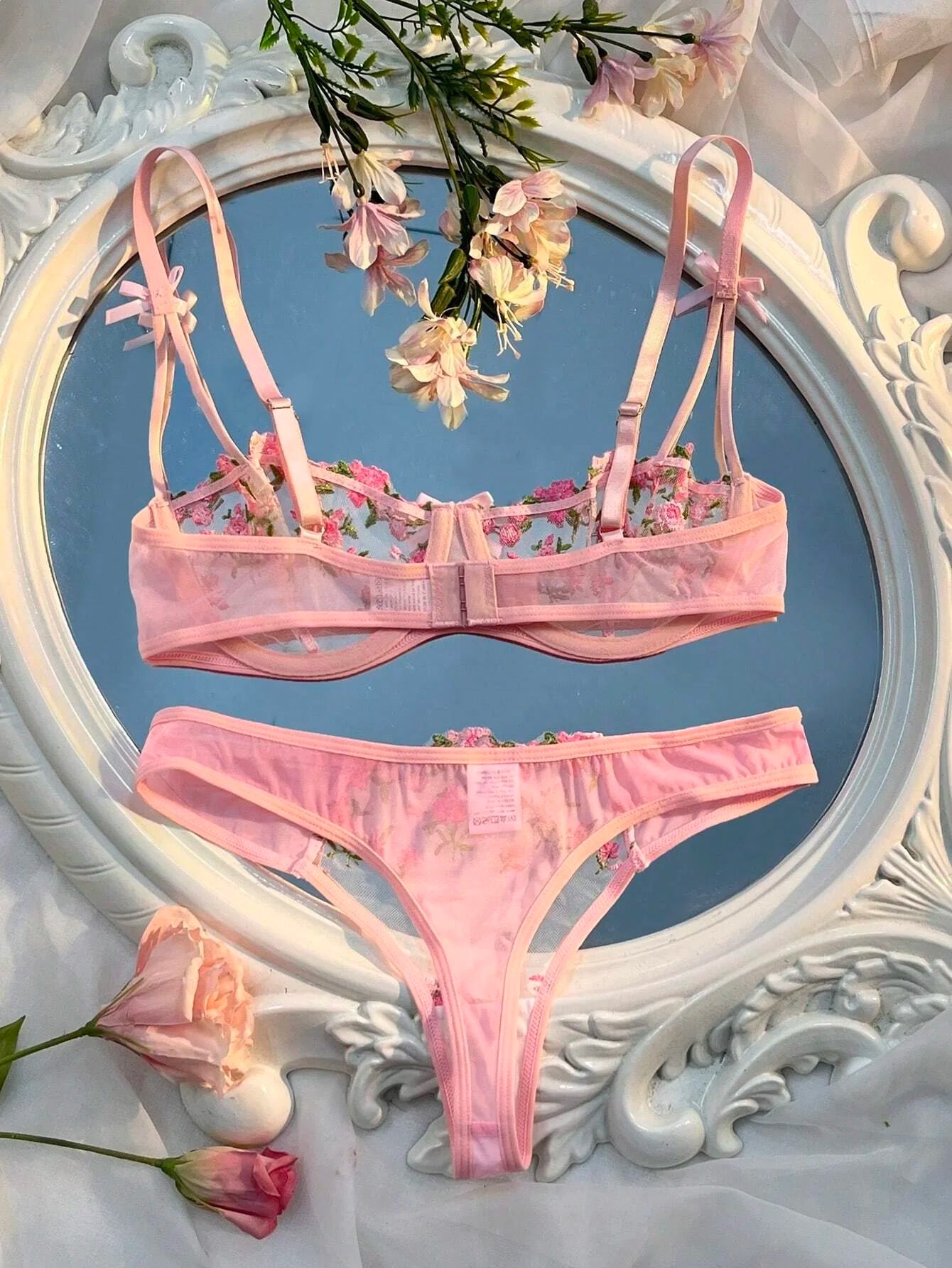 Ladies Embroidery Floral Bras Erotic Underwear Sets