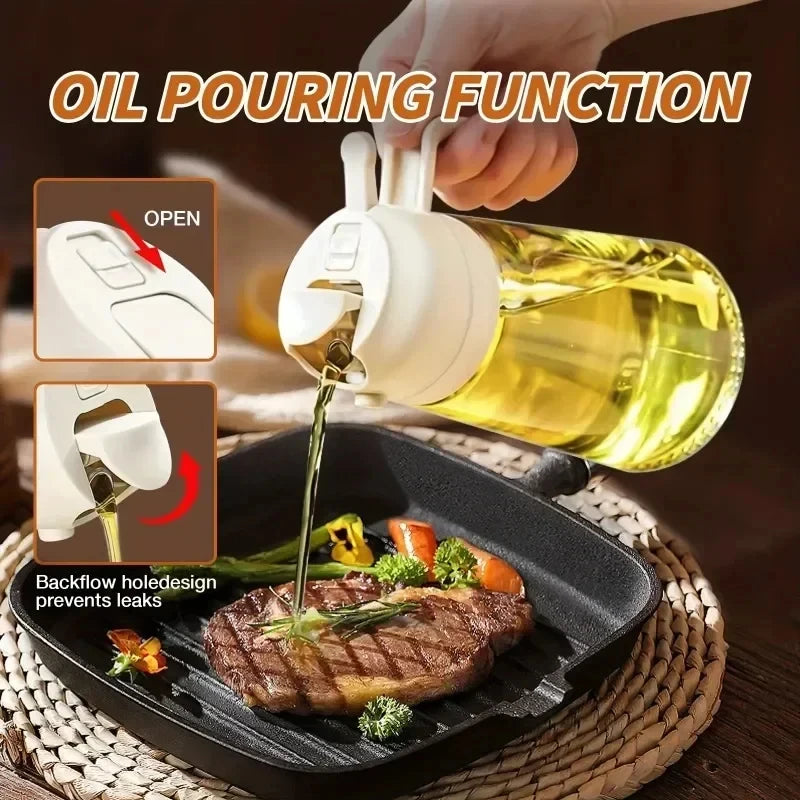 Multifunctional oil bottle 2-in-1 sprayer cooking oil dispenser