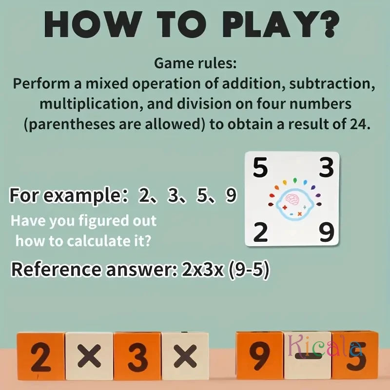 24-Point Wooden Math Cube for Kids Learning Toy