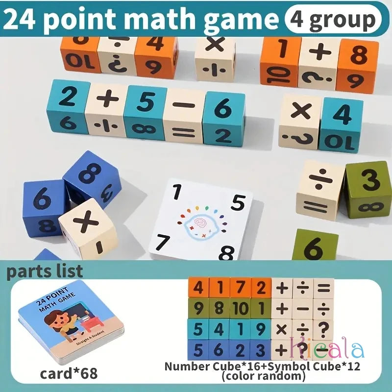 24-Point Wooden Math Cube for Kids Learning Toy