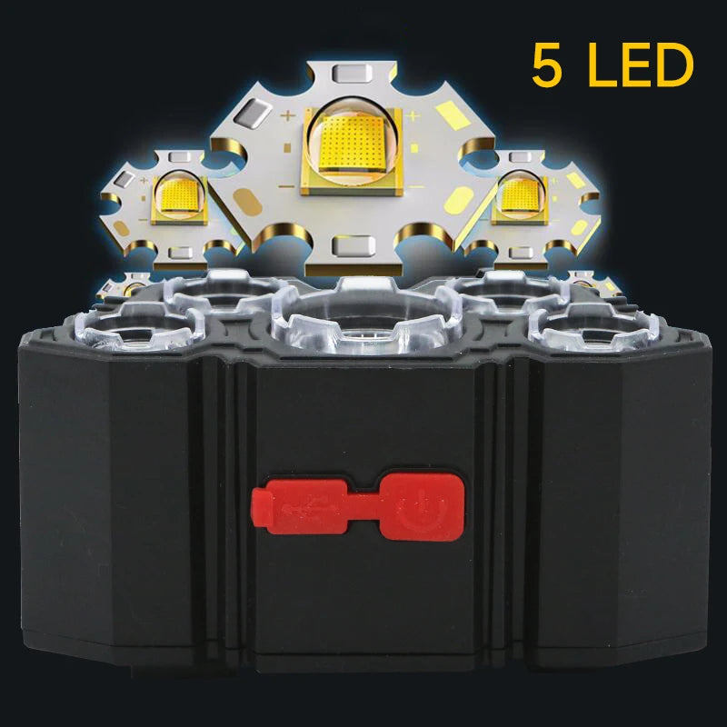 5 LED Rechargeable 一Strong Camping Adventure Headlamp