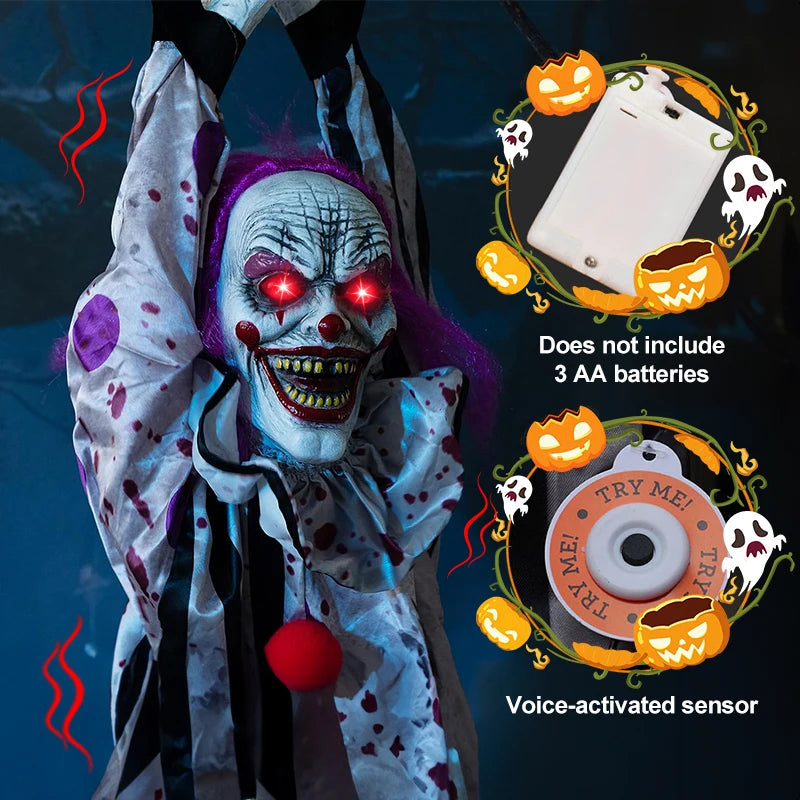 Halloween Decorations Electric Voice-activated Hanging Ghost Clown