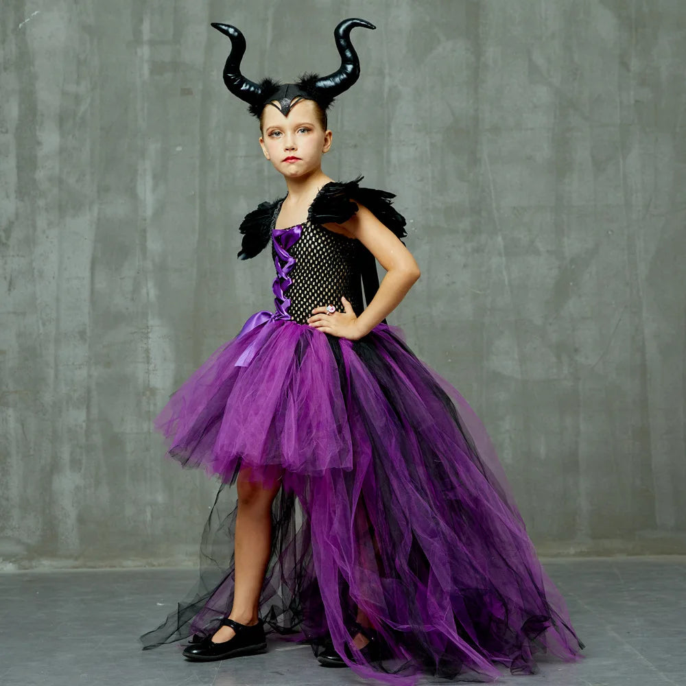 Halloween Children Cosplay Purple Gauze Dress