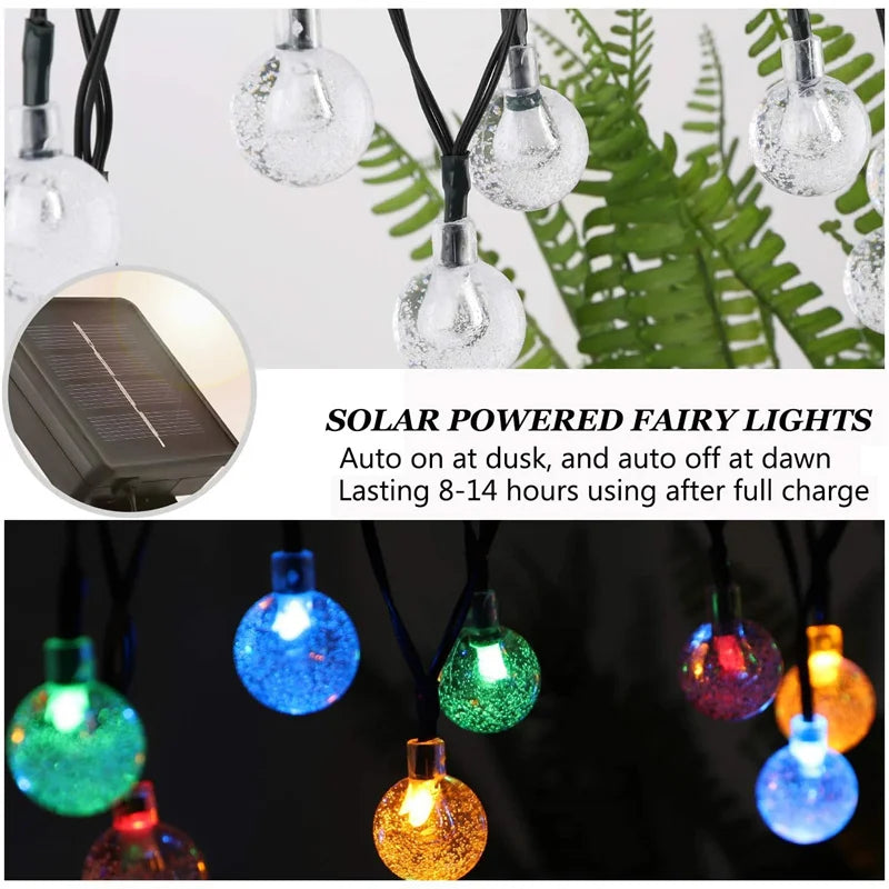 LED Solar String 60 Leds Waterproof 8 Modes Garden Light