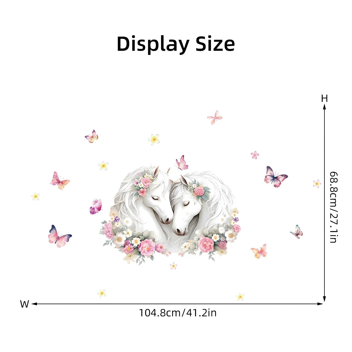 1Pc Intimate Horse Flower with Butterflies Wall Stickers Decoration