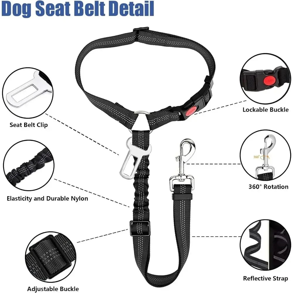 2-in-1 Car Adjustable Pet Safety Seat Belt