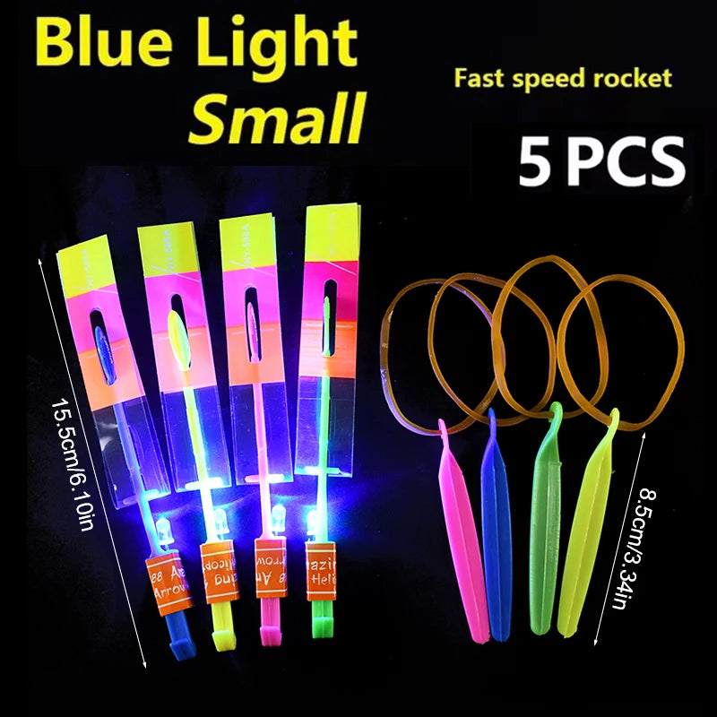 5/20/50Pcs Kid LED Light Arrow Rocket Helicopter Flying Toys