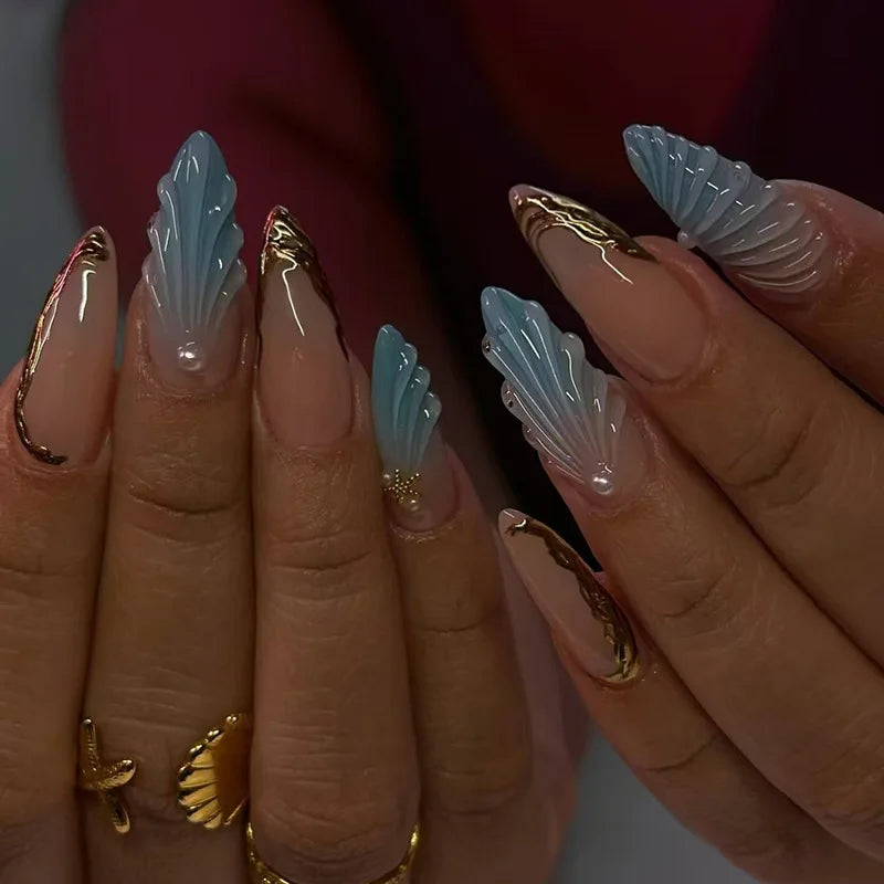 24pcs Retro Ocean Fake Nails