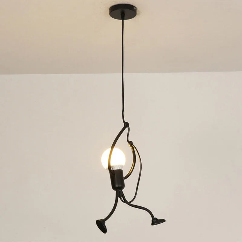 Vintage Iron Little Man Modern LED Ceiling Lamp