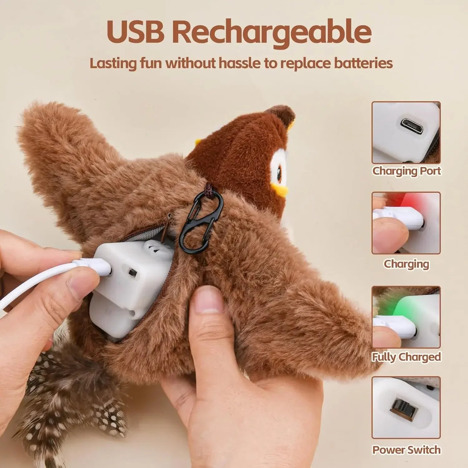 Flying Bird Interactive Rechargeable Plush Toy