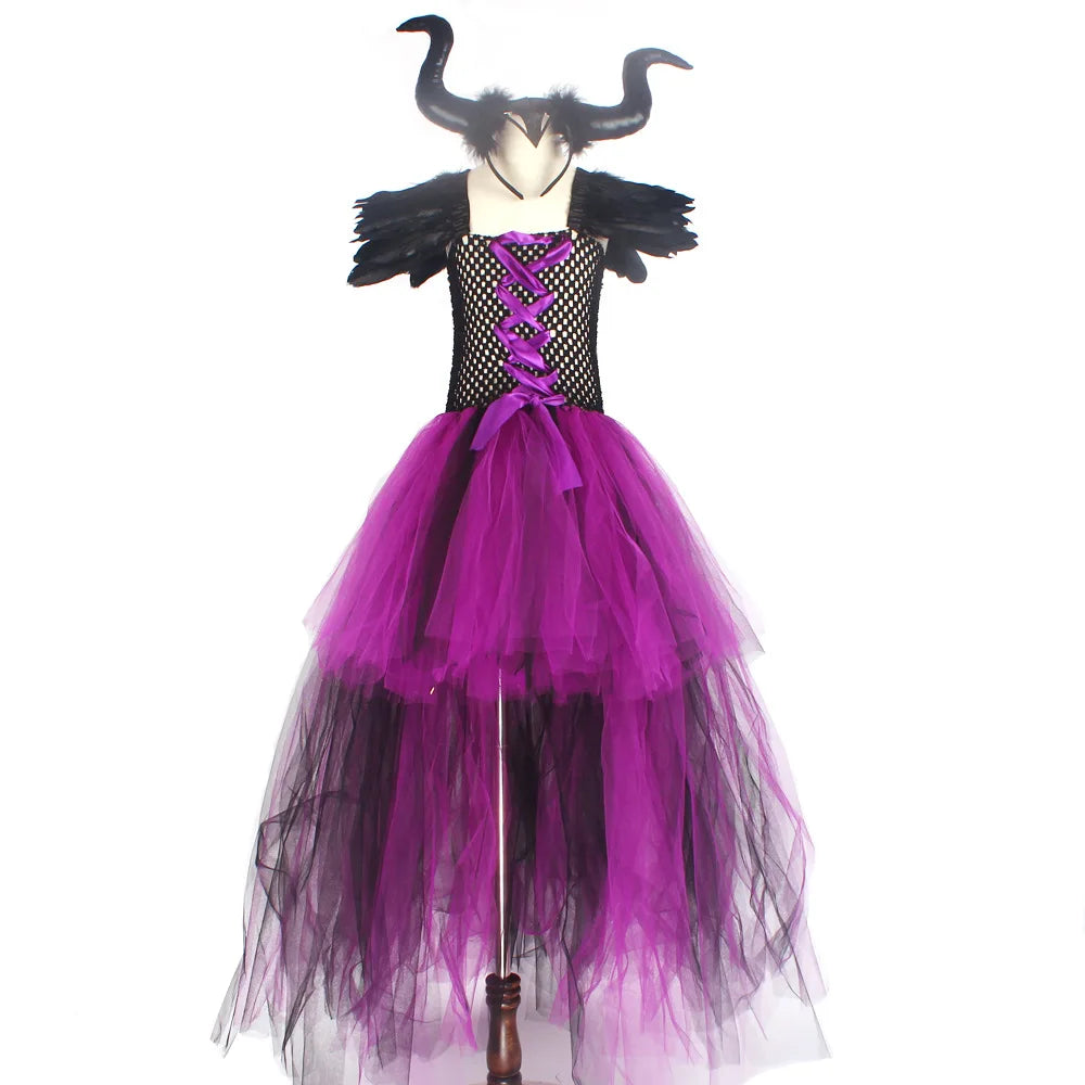 Halloween Children Cosplay Purple Gauze Dress