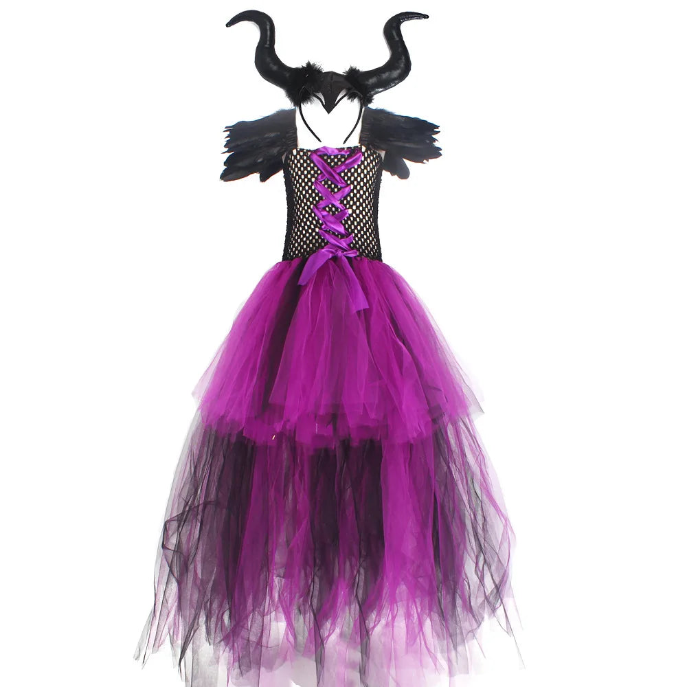 Halloween Children Cosplay Purple Gauze Dress