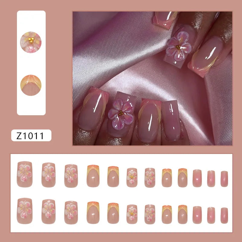24pcs Retro Ocean Fake Nails