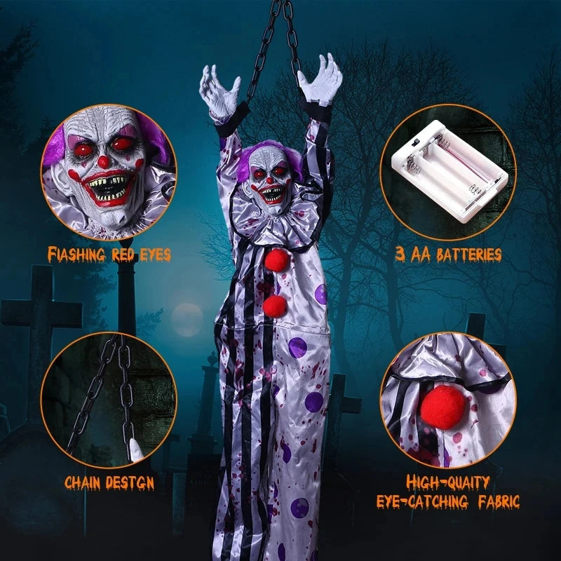 Halloween Decorations Electric Voice-activated Hanging Ghost Clown